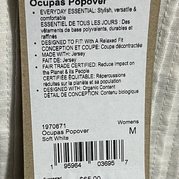 prAna Ocupas Popover Top in Soft White Size M NWT - Picture 8 of 10
